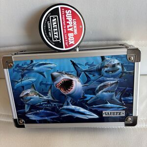 VAULTZ 3D Shark Graphics Metal LOCK IT UP Locking Supply Box w/2 Sets KeysO